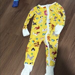 Little Sleepies Yellow and White Footies with Cartoon Print